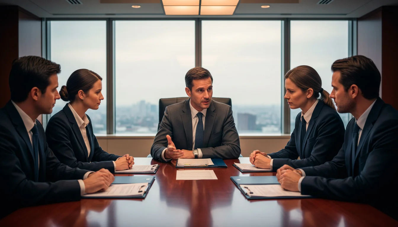 Greyhound racing industry representatives in discussion at a parliamentary meeting