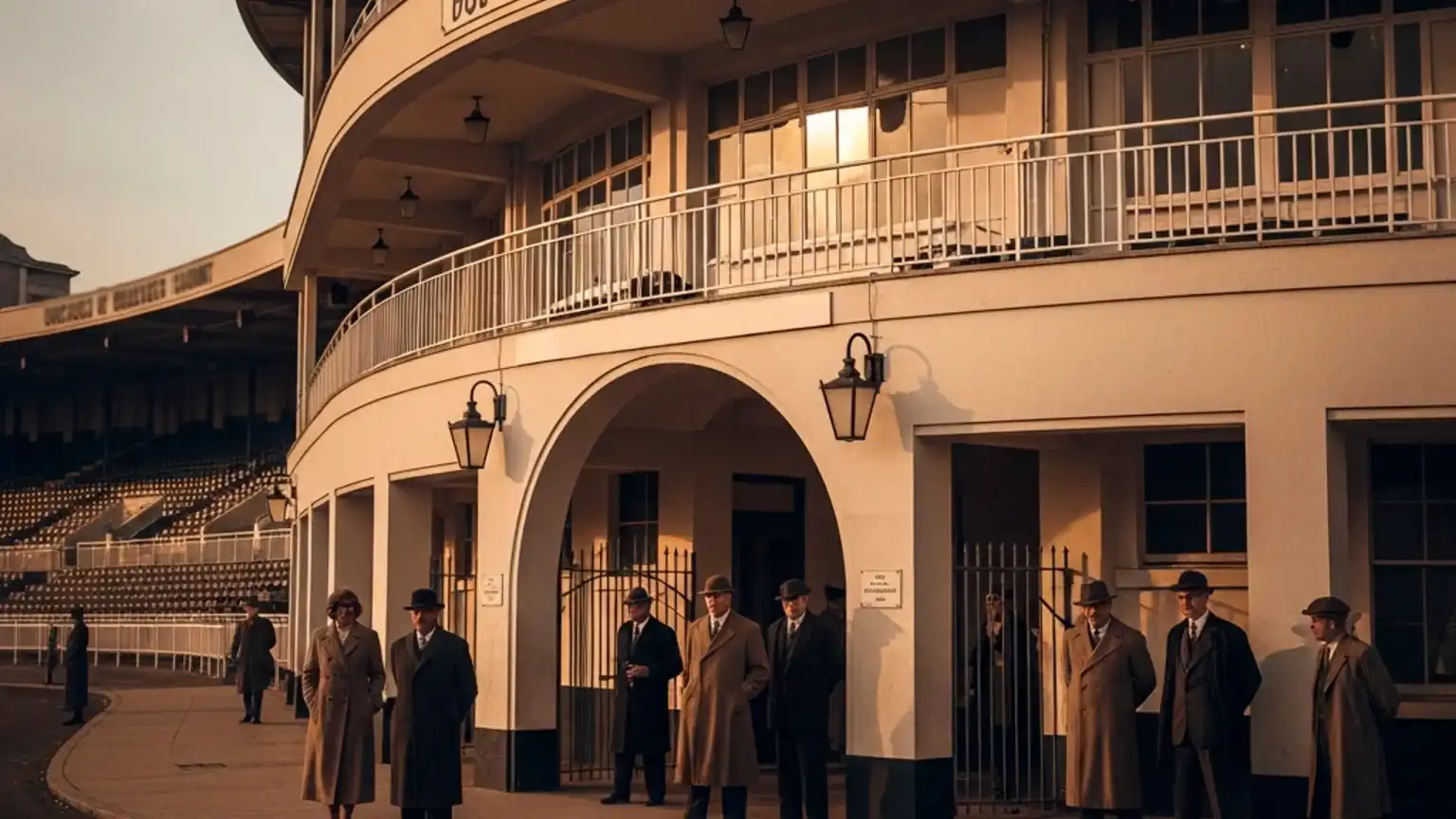 Vintage view of Owlerton Stadium Sheffield with greyhound racing track and grandstand