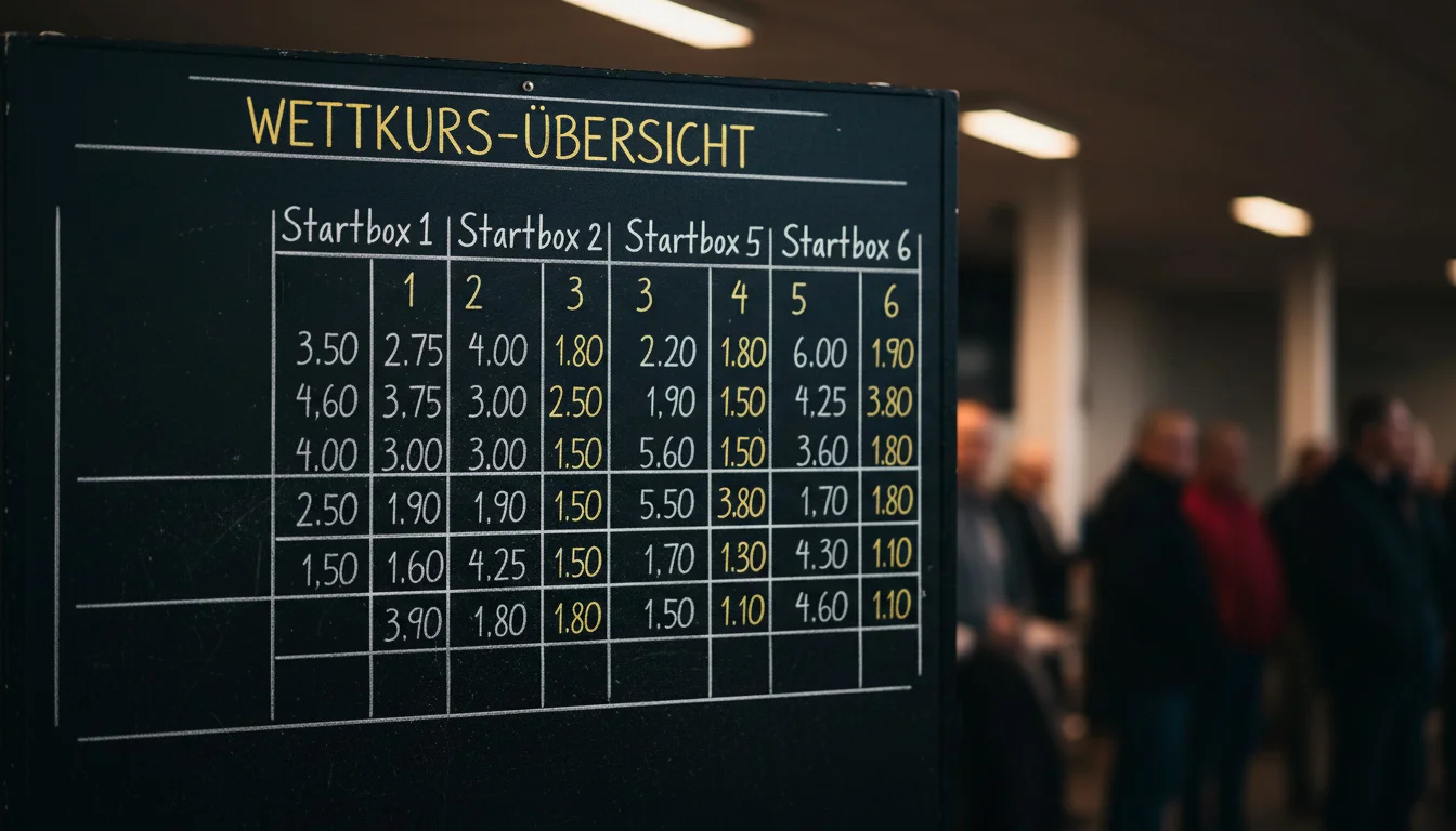 Betting odds board at greyhound stadium showing win and forecast markets for Sheffield races
