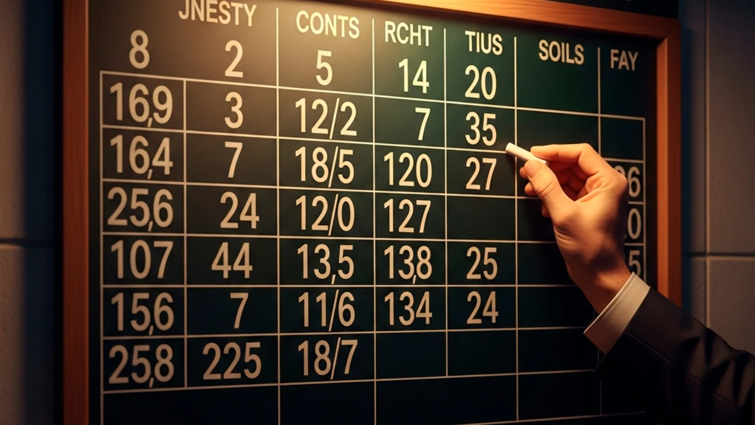 Bookmaker odds board displaying greyhound race prices at a UK betting ring